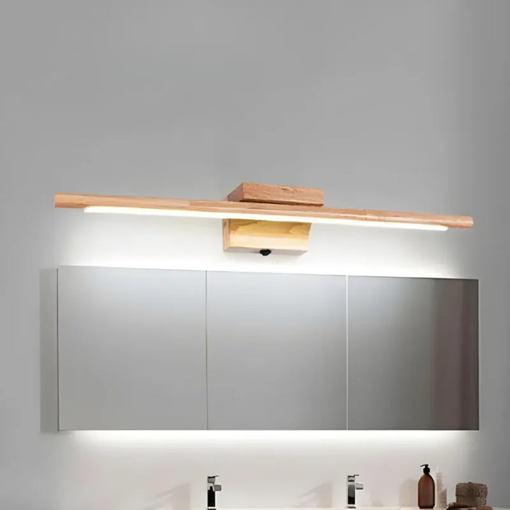 Applique murale salle de bain Luminaire Essenza en bois massif, 55 cm, blanc chaud, interrupteur intégré, éclairage chaleureux