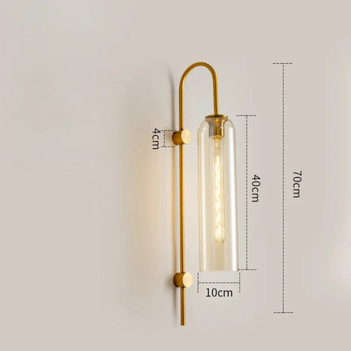 Applique murale LED cylindrique en verre moderne pour salon, Luminaire Essenza, lumière blanc chaud, style nordique.