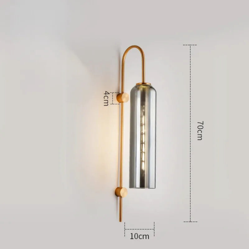 Applique murale LED cylindrique en verre moderne de style nordique, gris et blanc chaud, pour salon, Luminaire Essenza.