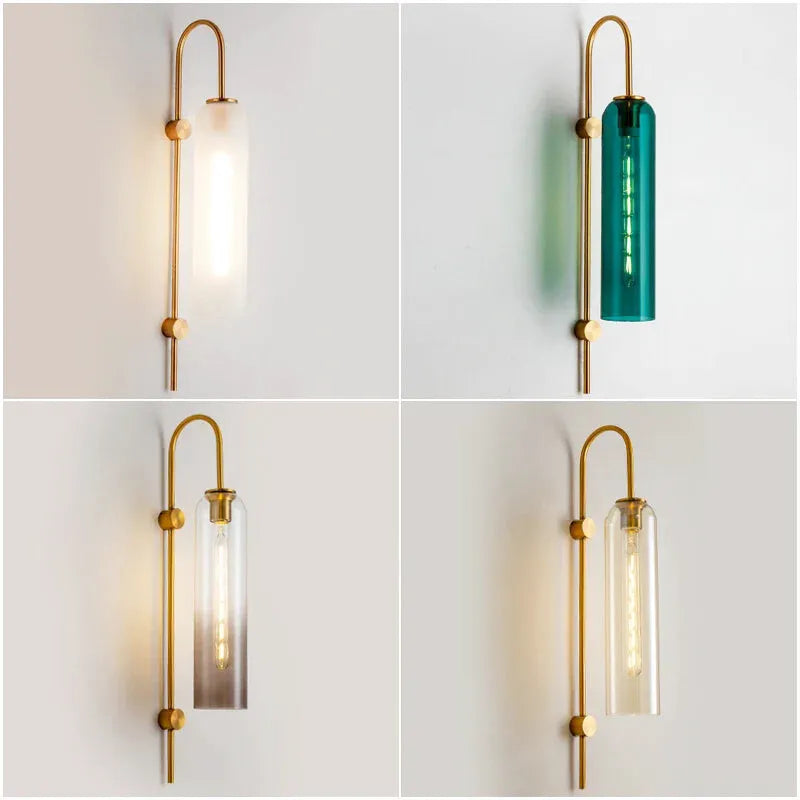 Applique murale LED cylindrique en verre blanc et vert, moderne style nordique, pour salon, par Luminaire Essenza