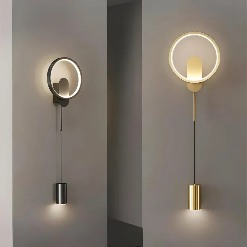 Applique murale LED moderne et nordique pour salon, finition noire et blanche, éclairage chaud, design élégant Luminaire Essenza