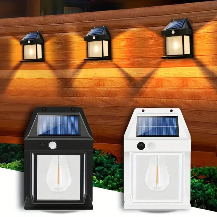 Applique murale solaire étanche noire avec capteur de mouvement, éclairage extérieur moderne Luminaire Essenza