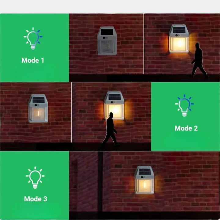 Applique murale solaire étanche Luminaire Essenza avec capteur de mouvement, design noir pour extérieur.