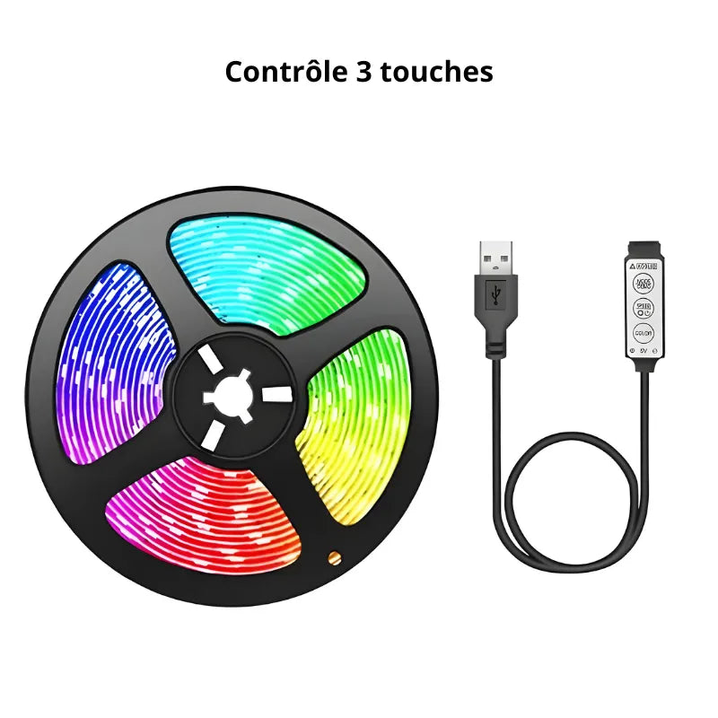 Bande LED Luminaire Essenza avec contrôle tactile, lumière d’ambiance décorative, 5 mètres, idéale pour la décoration intérieure.