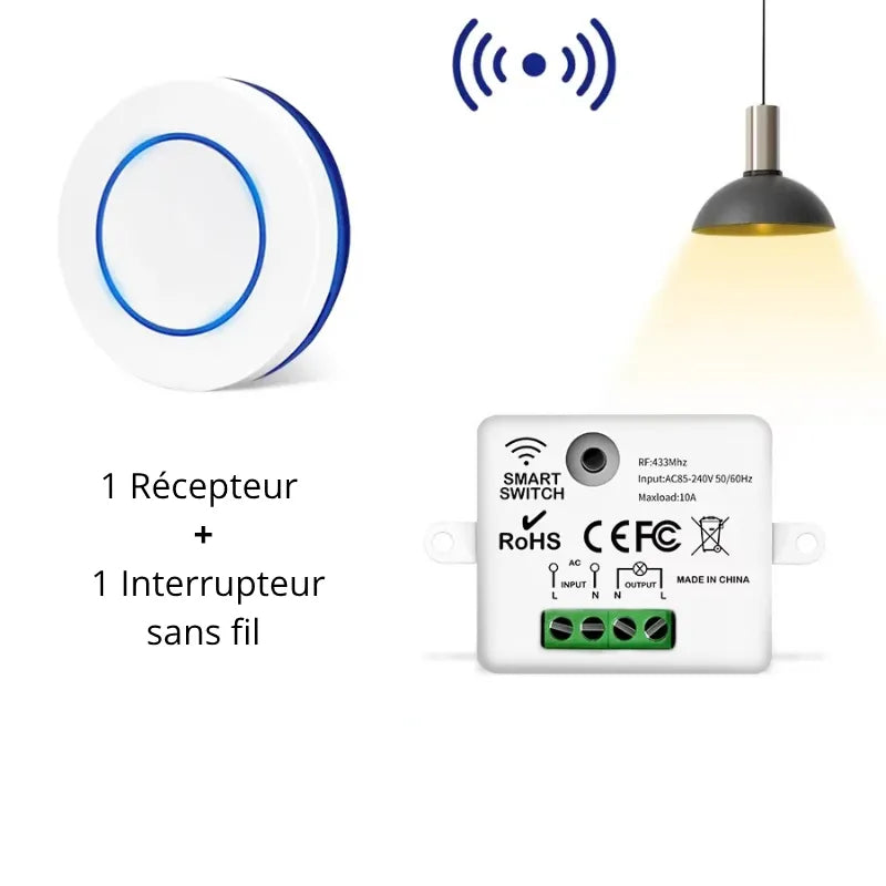 Interrupteur sans fil intelligent Luminaire Essenza pour allumer vos appliques d'un geste, avec récepteur inclus.
