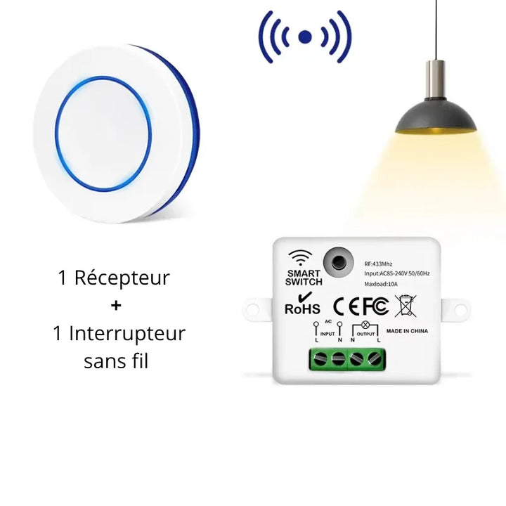 Interrupteur sans fil intelligent Luminaire Essenza pour allumer vos appliques d'un geste, avec récepteur inclus.